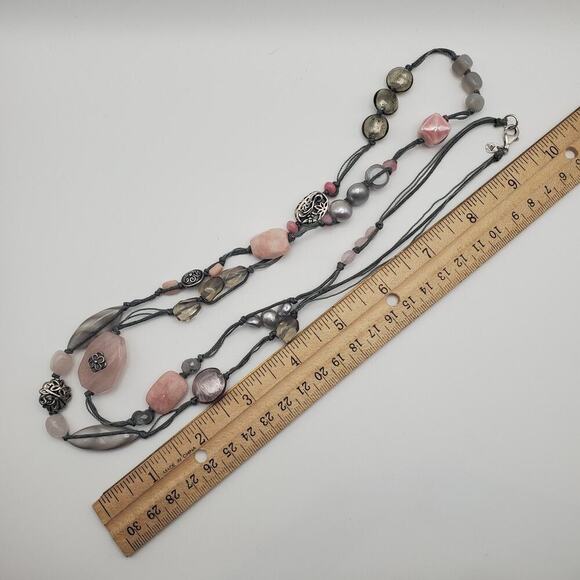 Silpada Sterling Silver Pearl Pink Soapstone 40" Long Necklace N2191 - Picture 8 of 8
